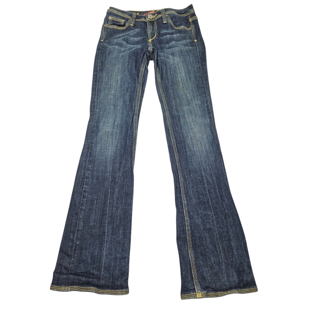Vigoss VTG Tokyo Y2K Faux Selvedge Bootcut Jeans Dark Wash Contrast Stitch Sz 1